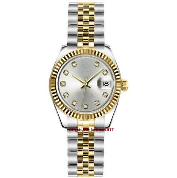 

christmas gift 7style mothers ladies watches women's watch silver diamond dial stainless steel 18k yellow gold 179173 26mm, Slivery;brown