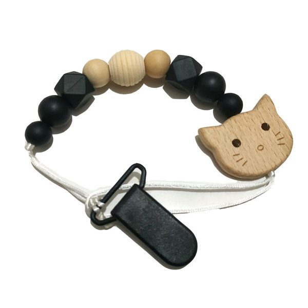 

пластиковый зажим для сосков силиконовые бусины из древесины бука цепи-пустышки для животных безопасная цепь для прорезывания зубов бпа-без