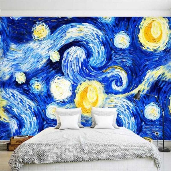 

mural custom wallpaper 3d abstract oil painting starry background wall living room bedroom restaurant cafe wallpaper 0 3d
