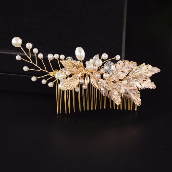 

bufei hp33 golden bridal hair accessories peals hair combs wedding clips accessories jewelry handmade women ornaments