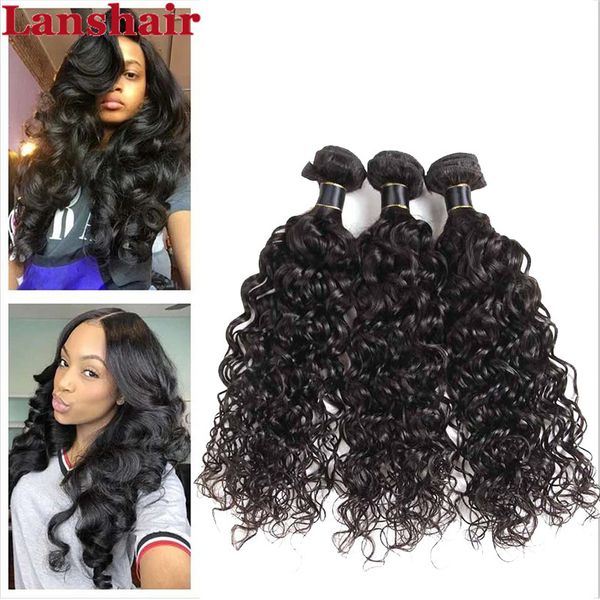 

дешевые волны воды человеческих волос ткет необработанные 100% бразильские девственные расширения человеческих волос окрашиваемые малайзийск, Black