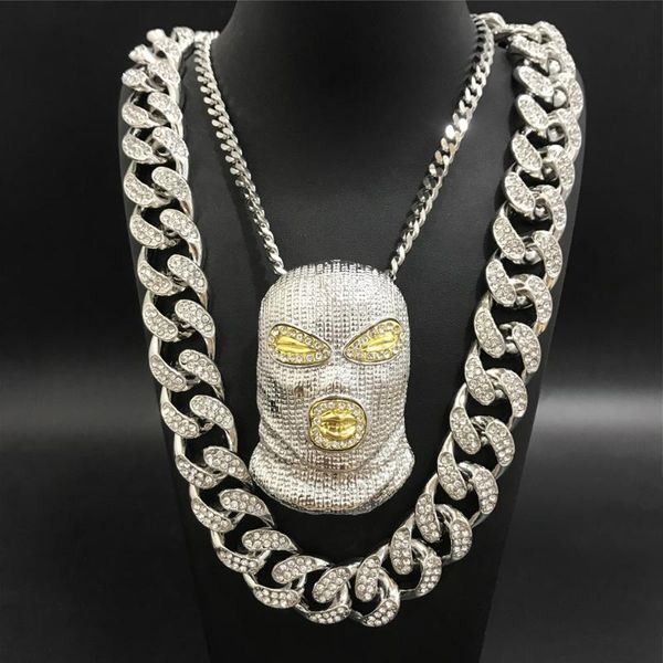 

hip hop men gold silver color out cuban crystal miami cuban chain necklace gold men necklace hip hop jewerly for