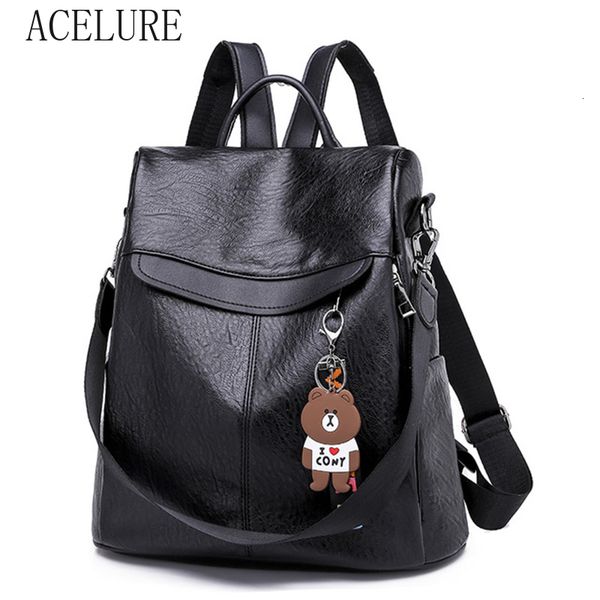 

acelure new anti theft backpack multifunction female backpack girls school bag high capacity pu leather women bagpack sac a dos