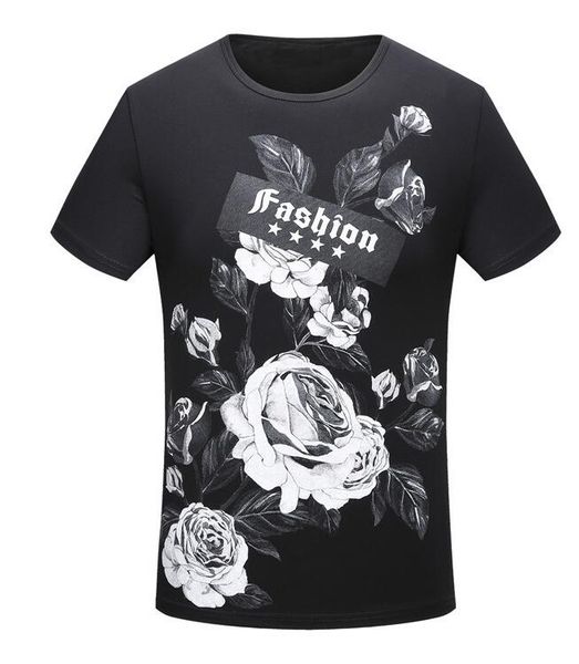 

новые летние мужские футболки, рекреационный печати trend, молодёжный круглый воротник половина рукава top, 2019, White;black