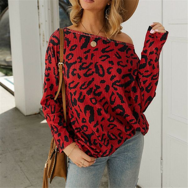 

womens ladies leopard print long sleeve blouse casual shirt size 8-22, White