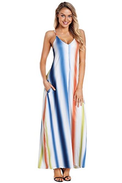 

ubetterm womens maxi dress tie dye print boho pocketed maxi dress, Black;gray