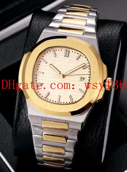 

4 colors luxury men's watch nautilus transparent back 18k yellow gold and steel 5711/1a 40mm asia 2813 automatic movement mens watch, Slivery;brown