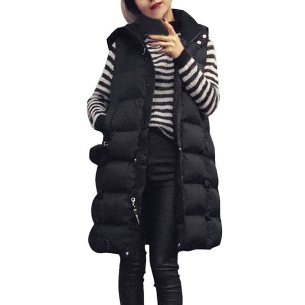 

autumn winter womens waistcoat vest ladies fashion seleeveless cotton hoodies trend gilet jacket coat parka outwear plus size, Black;white