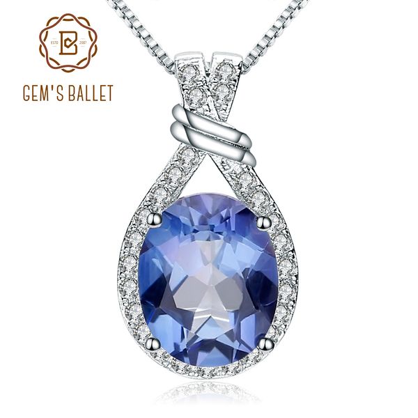 

gem балетных 2.36ct мистик кварц-iolite синий подвеска подлинное 925 серебро ожерелье изящных ювелирных изделий для женщин, Silver