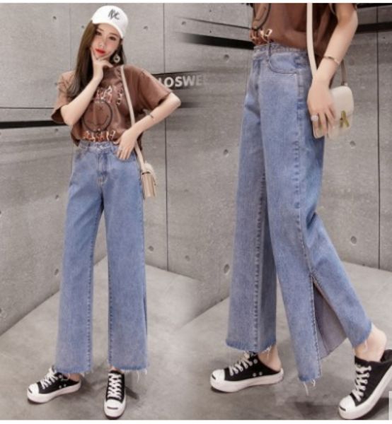 

blue women's tailored waist and hip princess jeans bk2326