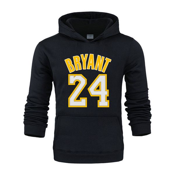 

24 bryant hoodies men brand male long sleeve solid color hooded sweatshirt mens tracksuit sweat coat casual sportswear, Black