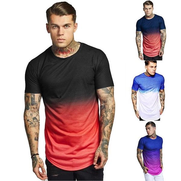 

gradient crew neck designer mens tshirts quick dry short sleeve mens summer casual teenager tees, White;black