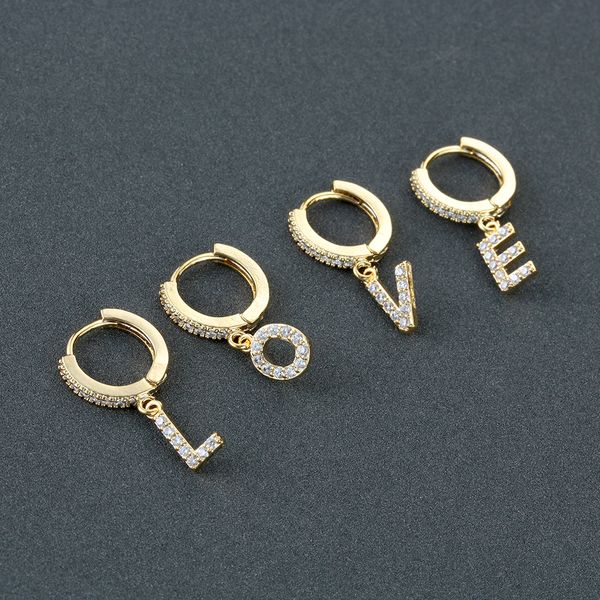 

1pc 26 alphabet dangle earings for women initial pendant earrings silver gold color round hoop valentine's day gifts jewelry