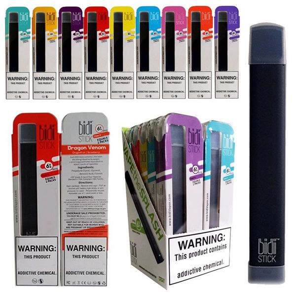 

10 Цвет BIDI Стик Одноразовые Vape Pen Device Pod Starter Kit 280mAh аккумуляторная батарея 1,4 мл Картриджи BIDI E Сигареты VS Puff Pop Bar Plus VAPOR