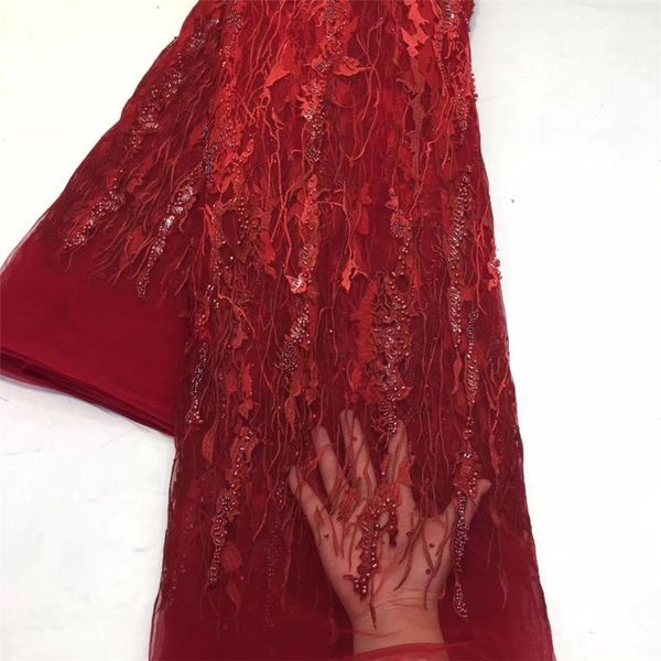

2020 handmade latest african french beaded tulle lace fabric embroidery nigeria mesh lace fabric zx36721, Pink;blue