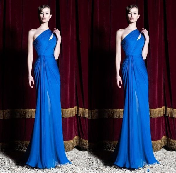 

2019 new royal blue evening party dresses one shoulder pleats evening prom gowns custom made ing, Black