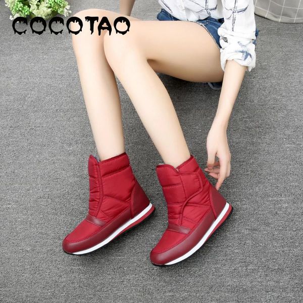 

new fashion outdoor snow boots female short tube thick cotton shoes winter warm plus velvet waterproof non-slip flat boots, Black