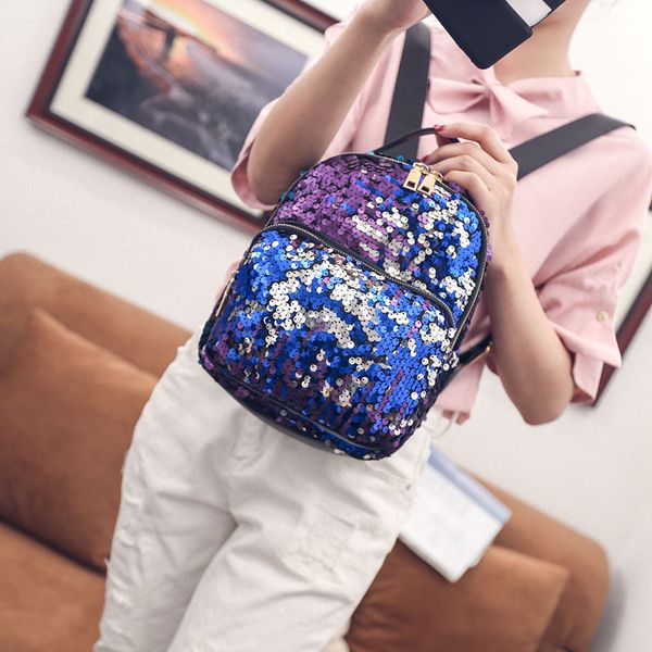 

2018 summer new style women's bag sequin backpack korean-style fashion women's backpack wholesale
