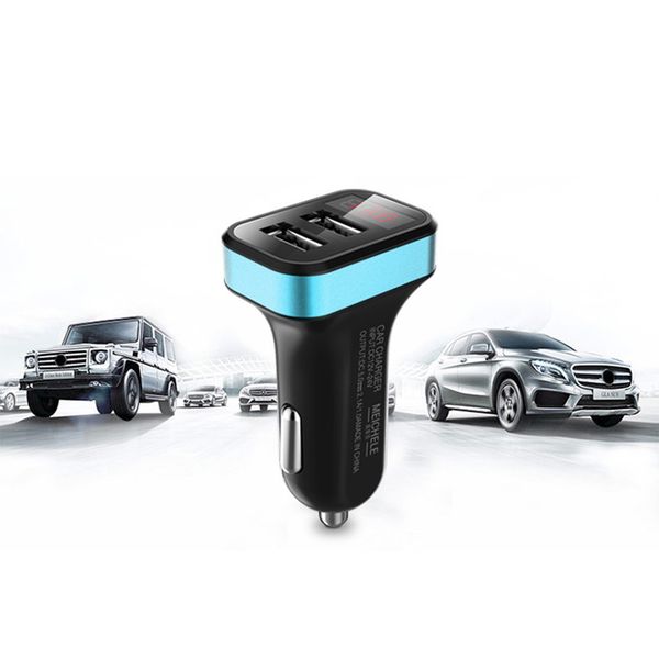 

dual usb port car charger 2.1a adaptor with digital voltmeter gauge display for cigarette lighter dc 12v-24v