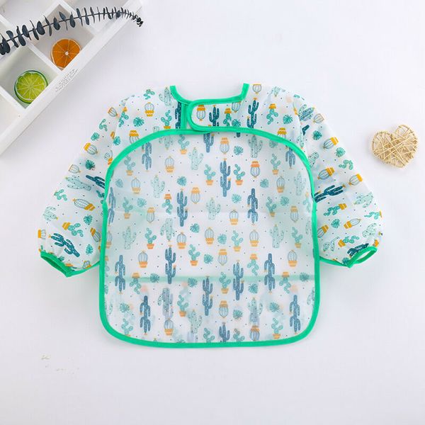 

baby kids toddler long sleeve waterproof art smock feeding bib apron pocket us, White