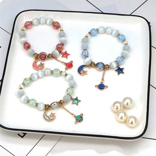 

trendy moon star earth charm bracelets for women space planet jewelry fashion accessories bracelets, Black