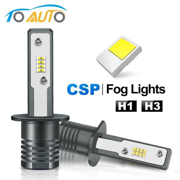 

2pcs h1 h3 led car fog lights csp led chips white auto fog lamp 12v 5500k