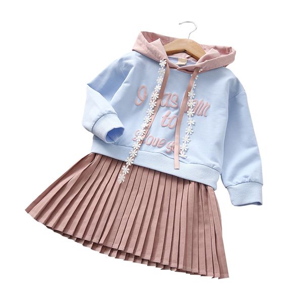 

girls wear new 2019 autumn korean print skirt children's dress small children's leave two pieces one generation, Red;yellow