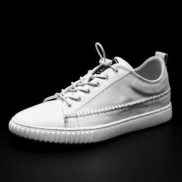 

fashion men shoes handmade made casual shoes sneakers genuine leather men lace up simple student flats mocasines hombre, Black
