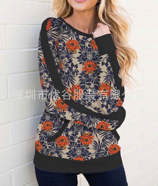 

осень женская леопард толстовки мода роскошные женские рубашки с длинным рукавом новое прибытие женщины уличная повседневная толстовка осень, Black