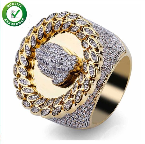 

hip hop mens jewelry rings wedding engagement love ring luxury designer gold rings diamond championship pandora style charms micro paved cz, Silver