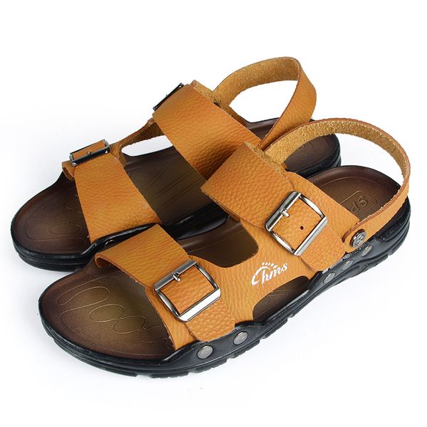 

summer sandals men casual brand comfortable leather beach sandals #ml810507, Black