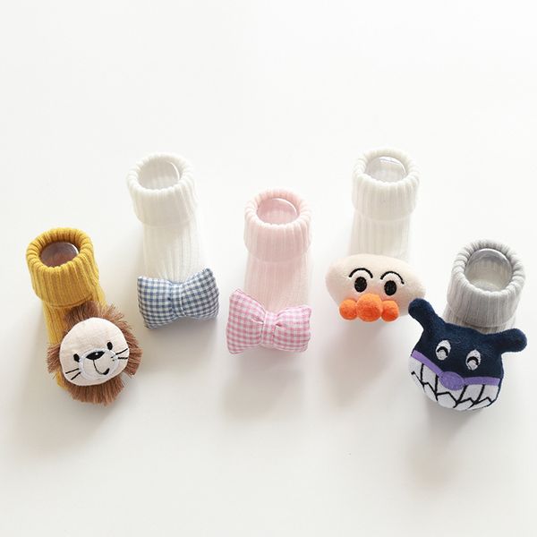 

baby cotton cartoon cute animal newborns sole boot slipper child for boy girl babies sock anti-slip socks, Pink;yellow