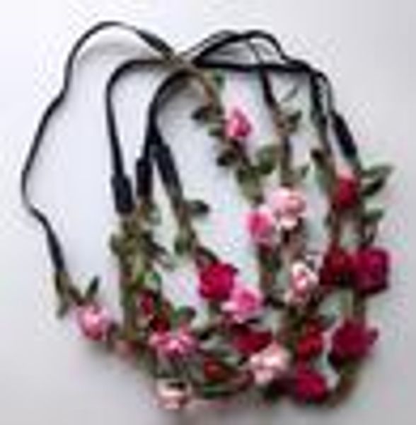 

оптовая богемская повязка для женщин цветы плетеный кожаный эластичный головной убор для дам hair band ассорти цветов украшения для волос ha, Silver