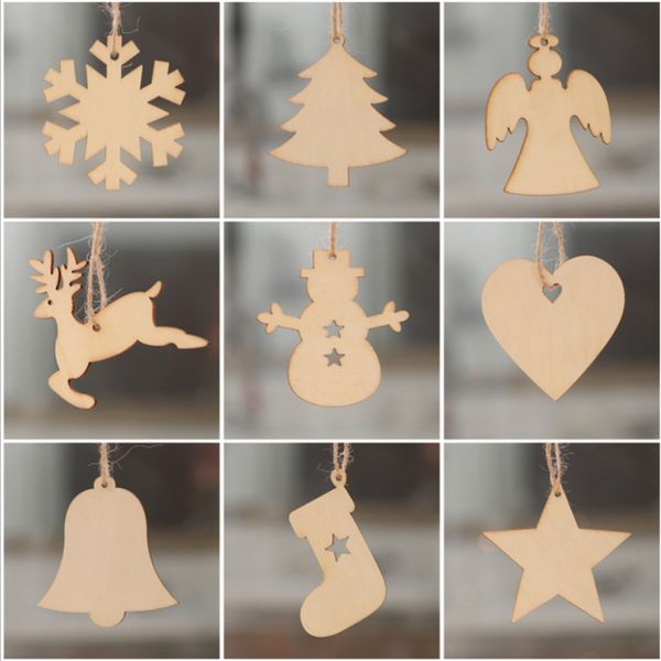 

10pcs christmas decorations wooden snowman christmas tree ornaments angel pendant new year home decorations navidad 2018 .q