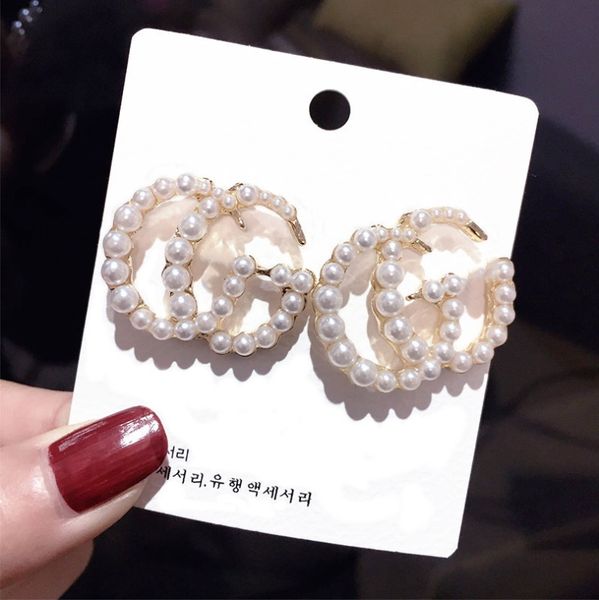 

there are ladies fashion brand letters personality earrings ladies party wedding couple gift engagement bride luxury jewelry boxed, Silver