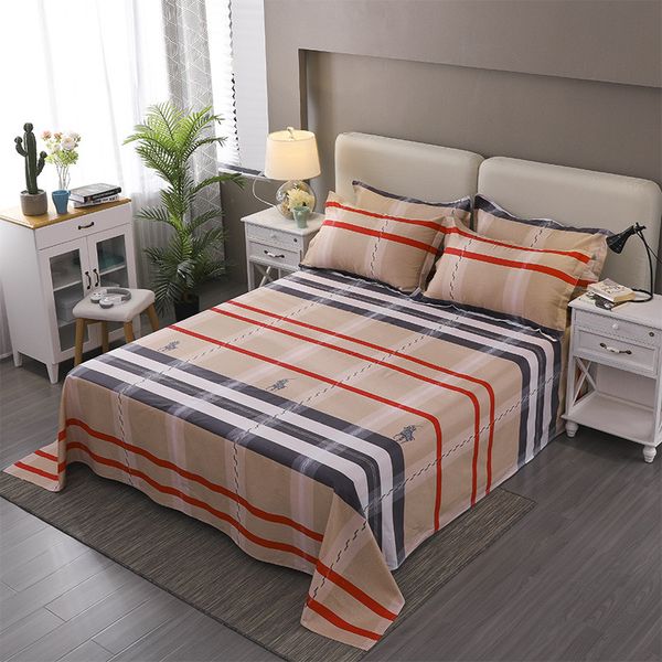 

stylish color stripe pattern 3pcs home textile printing flat sheets combed cotton bed sheet bedding linen for 220x240cm set size