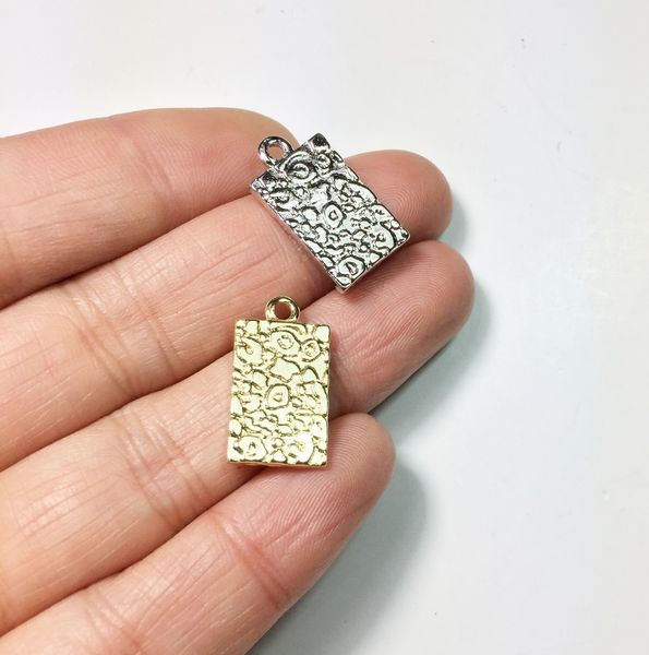 

20pcs 10*18mm double side water wave print gold/silver plated zinc alloy charms pendant jewelry diy necklace 2 colors, Golden;silver