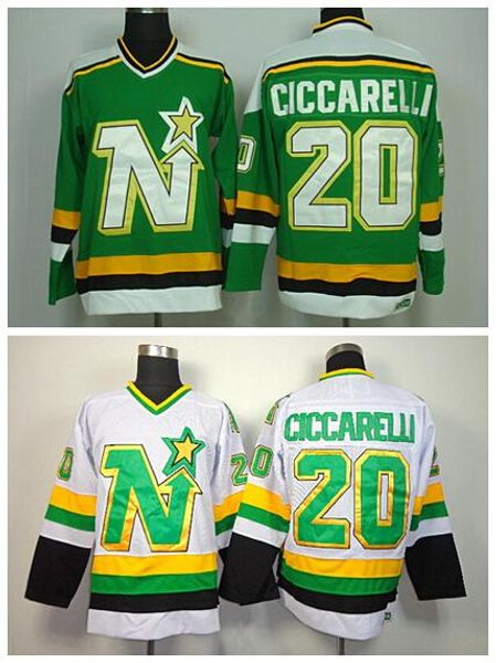 

20 dino ciccarelli jersey dallas retro ice hockey jerseys for sport fans all stitched team color green white, Black;red