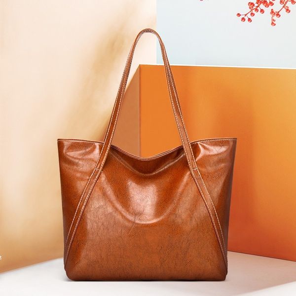 

2020 autumn and winter new ladies handbags european and american style handbags wax shopping bags large capacity shoulder bags