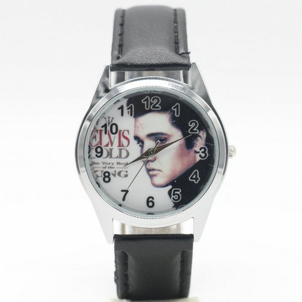 

men women children elvis presley cartoon lovely watch fashion casual simple quartz square leather watches, Blue