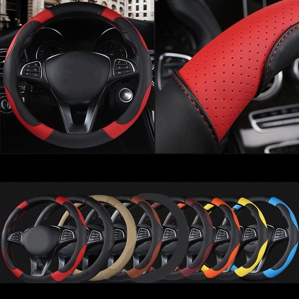 

universal car steering wheel cover 37cm-38cm diameter leather sport auto steering wheel covers anti-slip interior accessories
