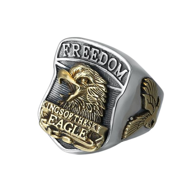 

925 sterling adjustable eagle band rings for men american europe antique handmade designer punk gothic luxury jewelry accessories gifts, Silver