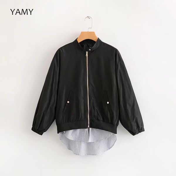 

spring womens baseball jackets long sleeved navy patchwork jacket coat chaqueta mujer casual bomber jackets army green outwear, Black;brown