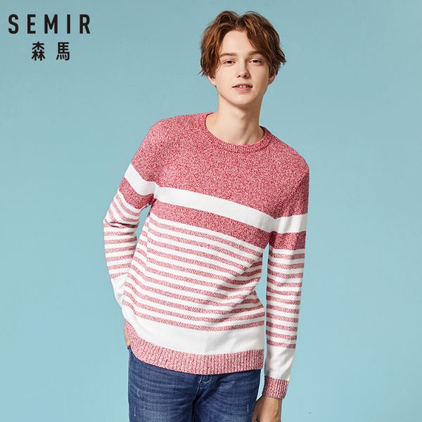 

semir autumn sweater men 100% cotton gray color knitted brand clothing man's knitwear pullovers knitting plus size, White;black