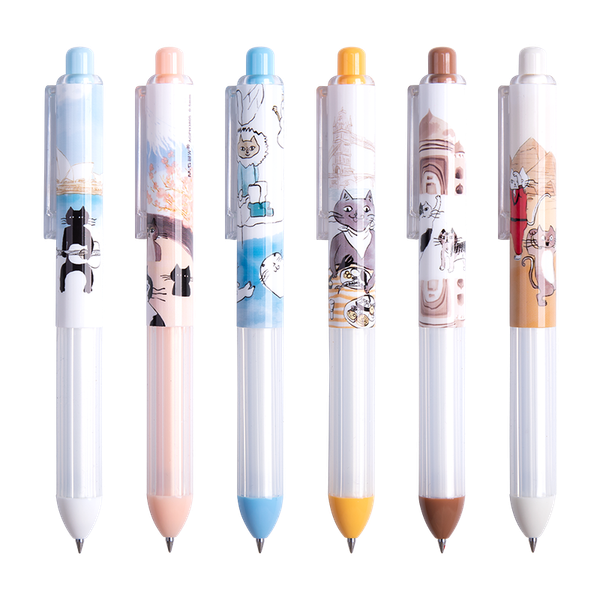 

gel ink pens click type plastic 0.5mm black ink random pattern 3pcs/lot