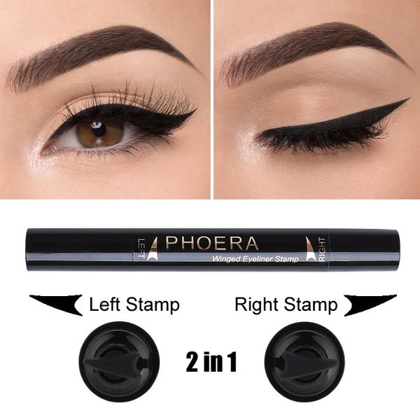 

phoera double-end eyeline pencils winged eyeliner stamp pen waterproof eye liner tatoo enhancer tint korean cosmetics kajal