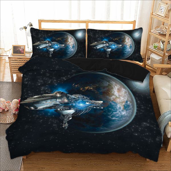 Comforter Sets Bedding Pillowcase Universe Outer Spaceship Themed