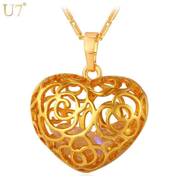 

уникальные нового модного цветок полых ожерелий оптовой платины 18k real позолоченного кристалл камень женщины сердце подарок ювелирных изде, Silver