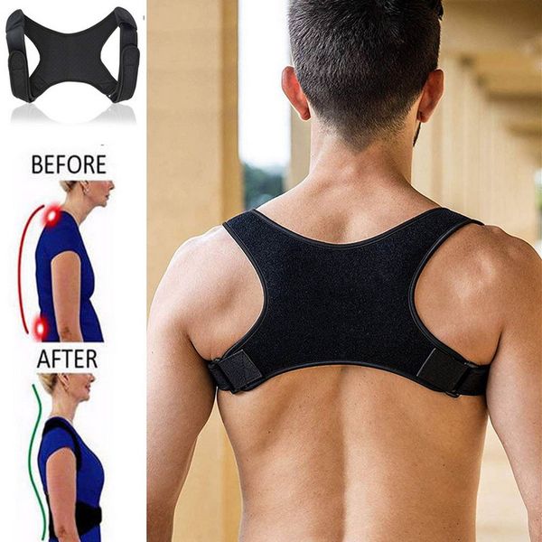 

2019 back waist posture corrector shoulder corrective posture corrector correction adjustable back support belt, Black;blue