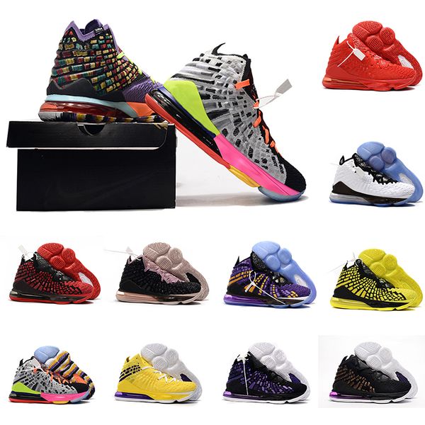

lebrons 17 xvii basketball shoes starting equality lakers king triple black white oreo purple knit mens trainers 17s designer sport sneaker, White;red